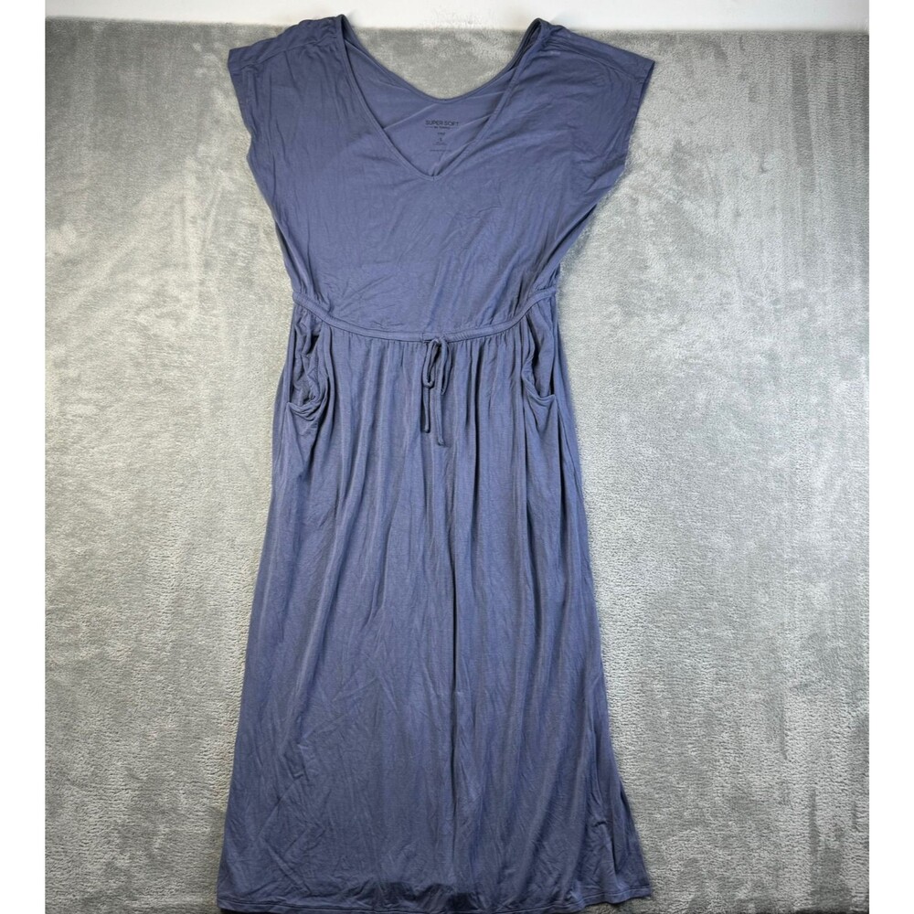 Torrid Dress Women's 1 Blue Super Soft Knit T-Shirt Stretchy Midi Pockets Comfy